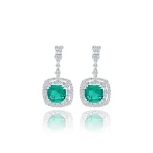 Cushion cut Emeralds & Diamonds "Nova" Earrings