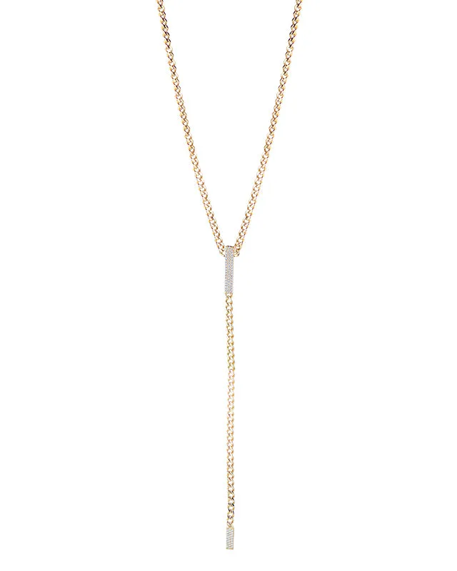 CZ Bar Curb Chain Necklace