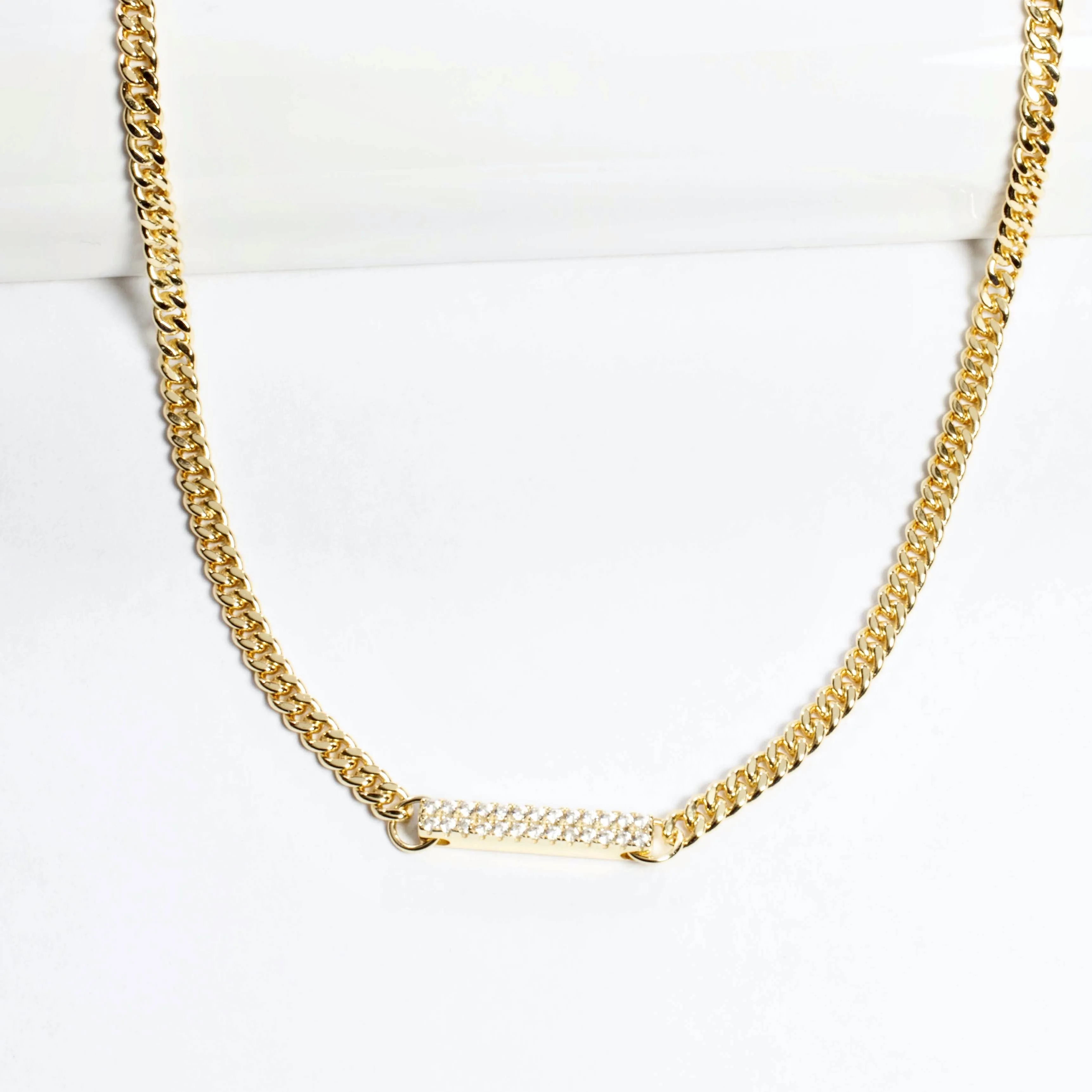 CZ Bar Link Necklace