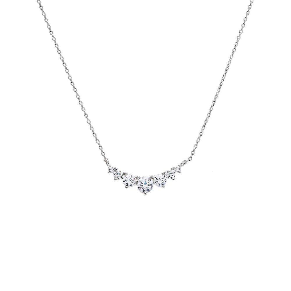 CZ Graduated Curved Bar Necklace