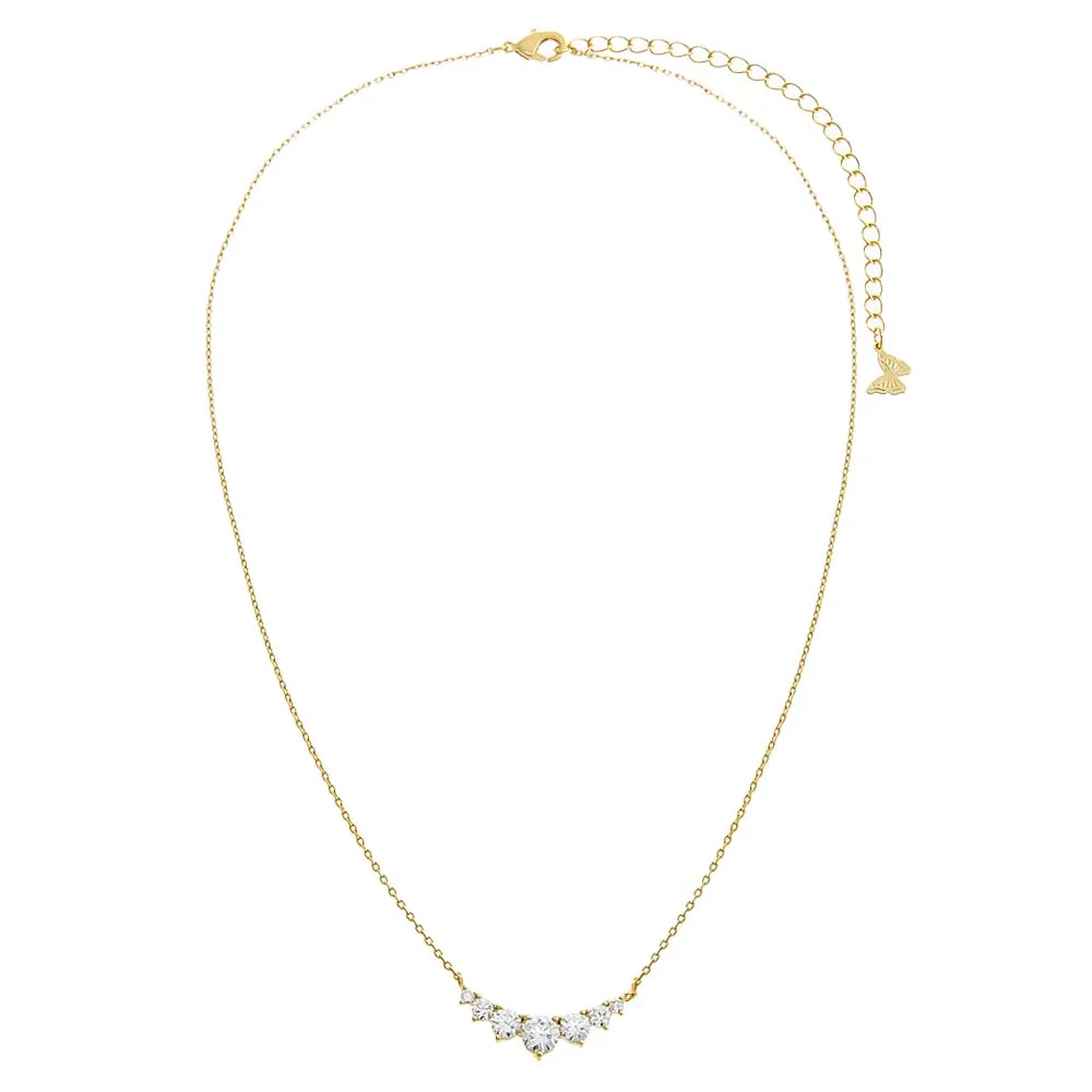 CZ Graduated Curved Bar Necklace