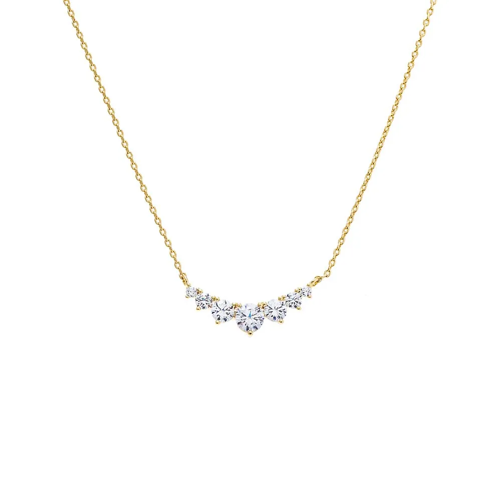 CZ Graduated Curved Bar Necklace