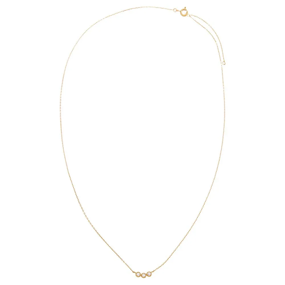 CZ Triple Bezel Pendant Necklace 14K