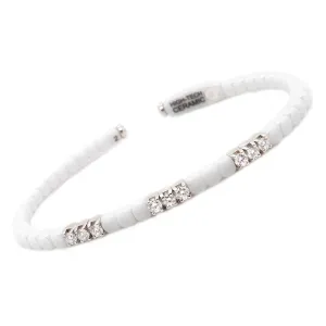 Dado White Ceramic & White Gold Diamond Cuff