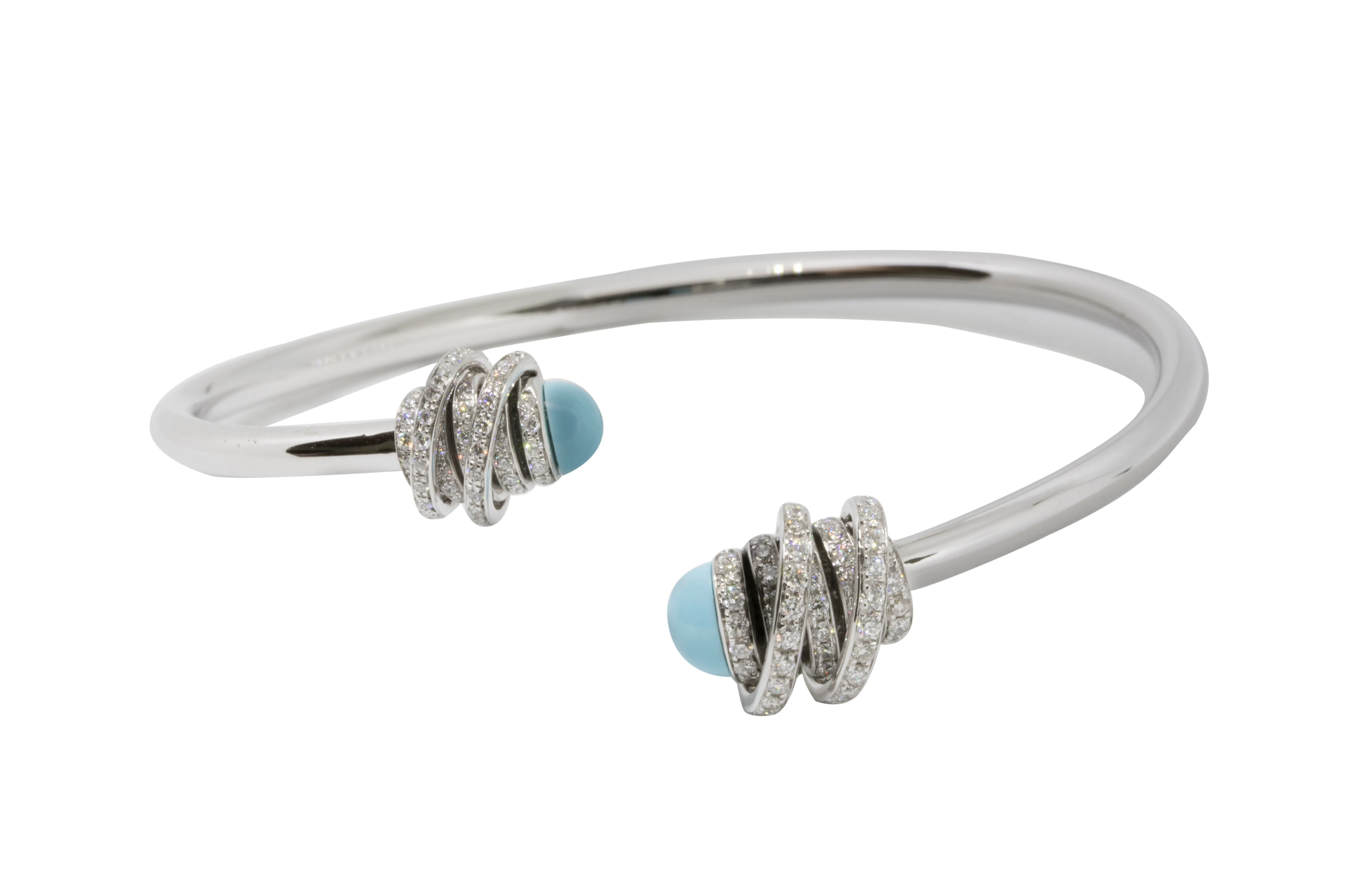 de GRISOGONO Toi & Moi 18-karat White, Turquoise Cabochon and Diamond Cuff