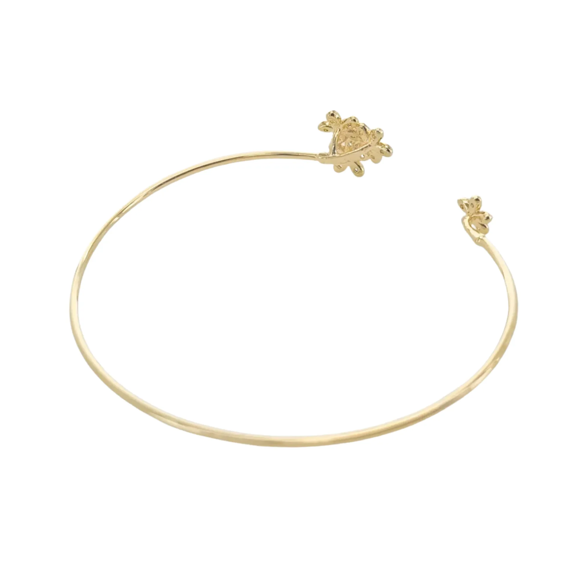 Delicate Gold CZ Flower Cuff Bracelet