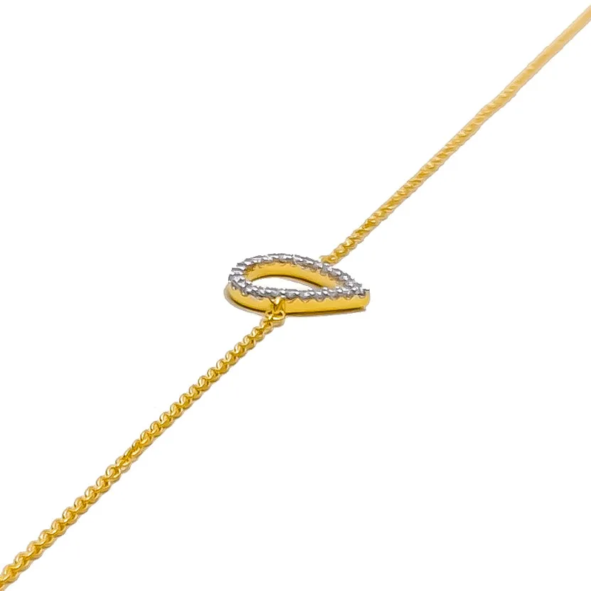 Delightful Dainty Drop Diamond   18k Gold Bracelet