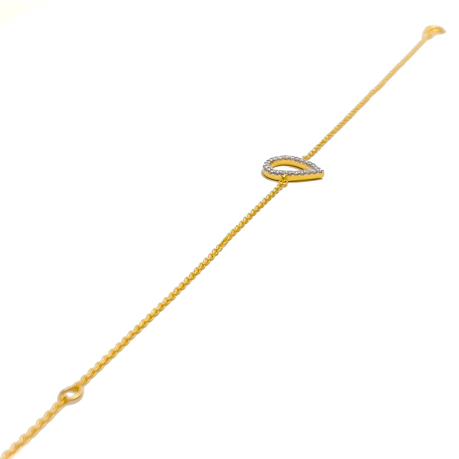 Delightful Dainty Drop Diamond   18k Gold Bracelet