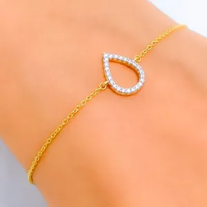 Delightful Dainty Drop Diamond   18k Gold Bracelet