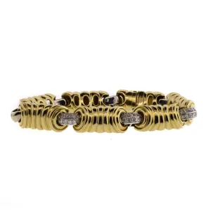 Diamond 18K Yellow & White Gold Big Link Bracelet