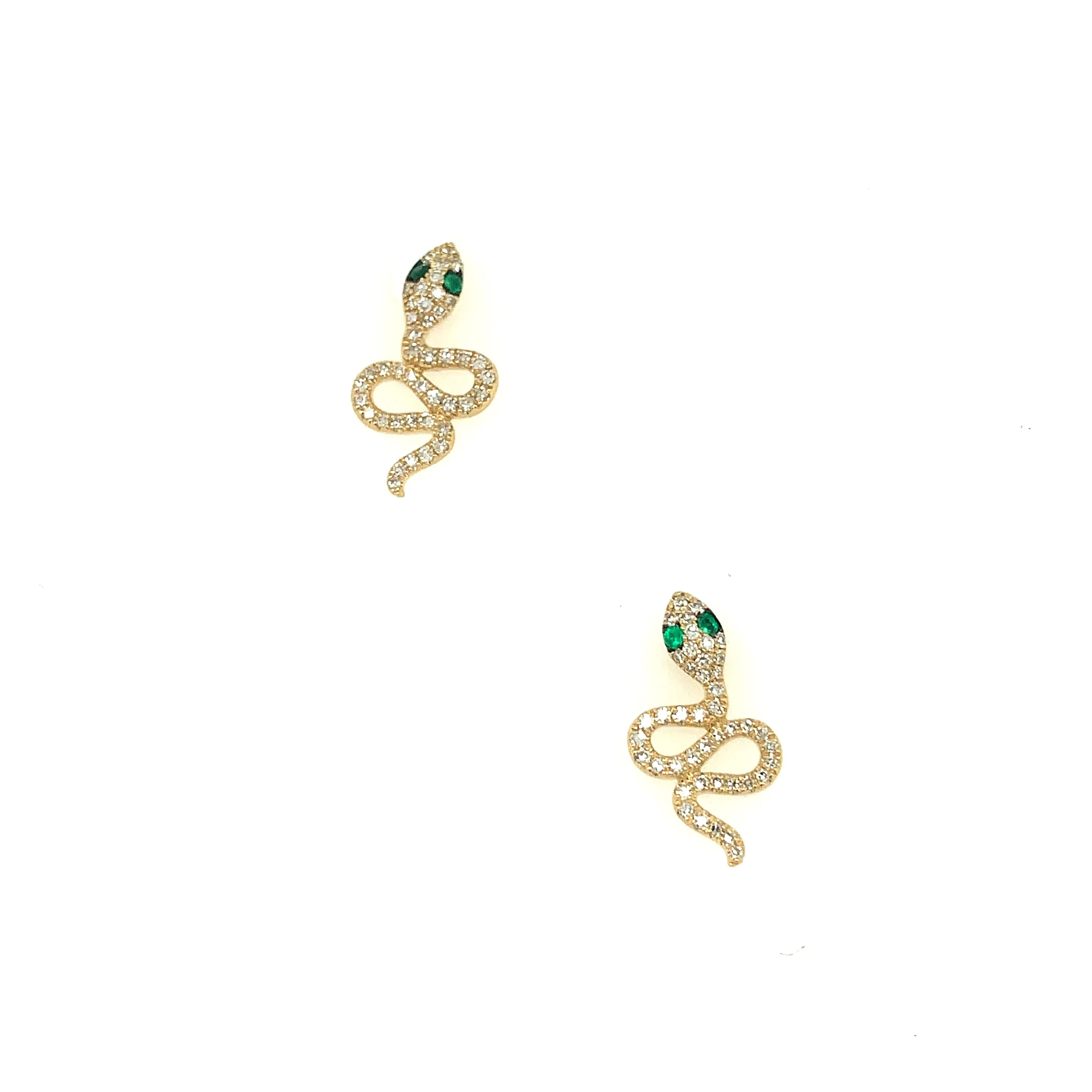 Diamond & Emerald Snake Earrings