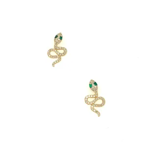 Diamond & Emerald Snake Earrings