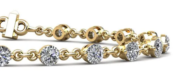 Diamond And Chain Link Diamond Bracelet with 4.50 ct.(finished) 4mm