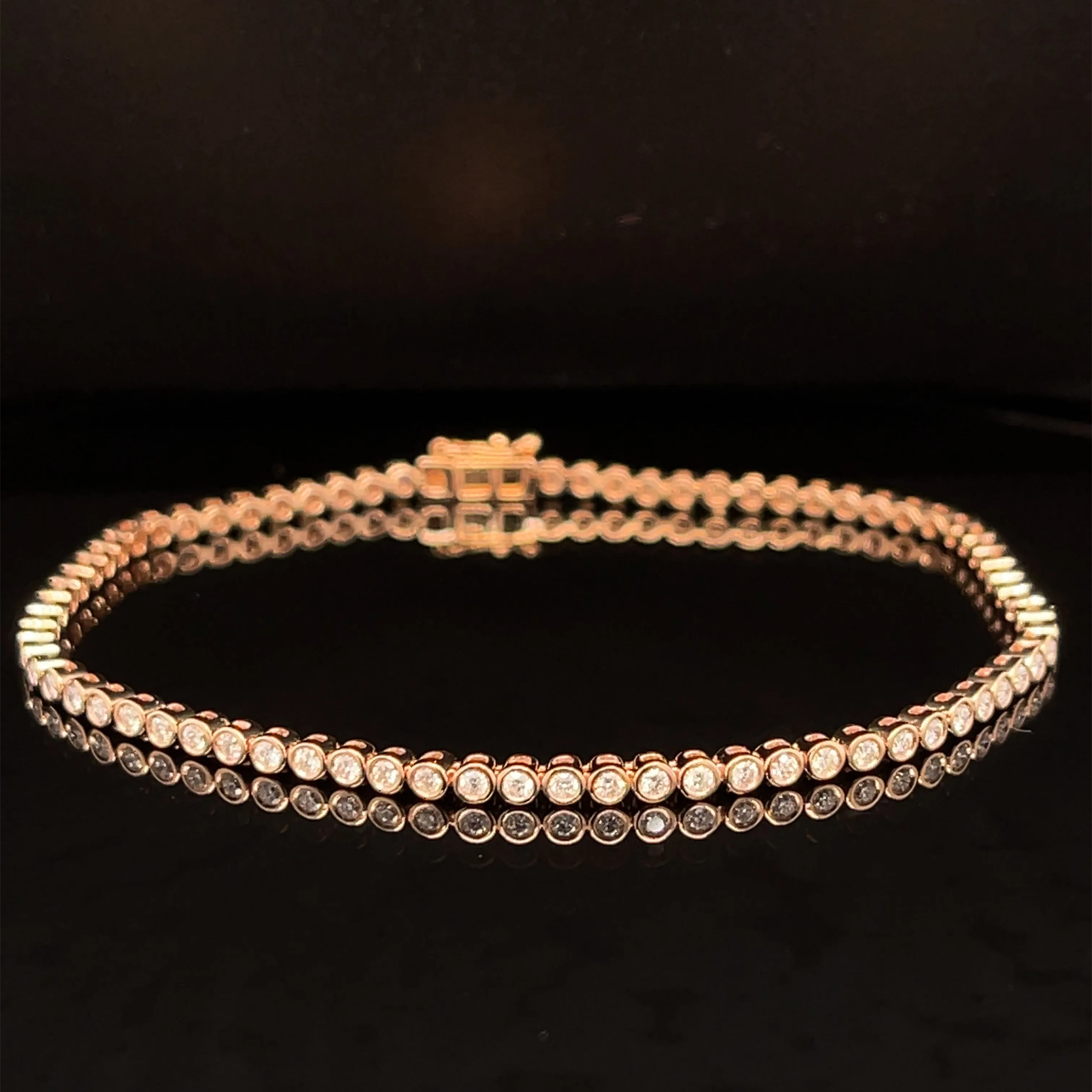 Diamond Bezel Link Tennis Bracelet in 18k Rose Gold - #496 - BRDIA091295