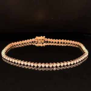 Diamond Bezel Link Tennis Bracelet in 18k Rose Gold - #496 - BRDIA091295
