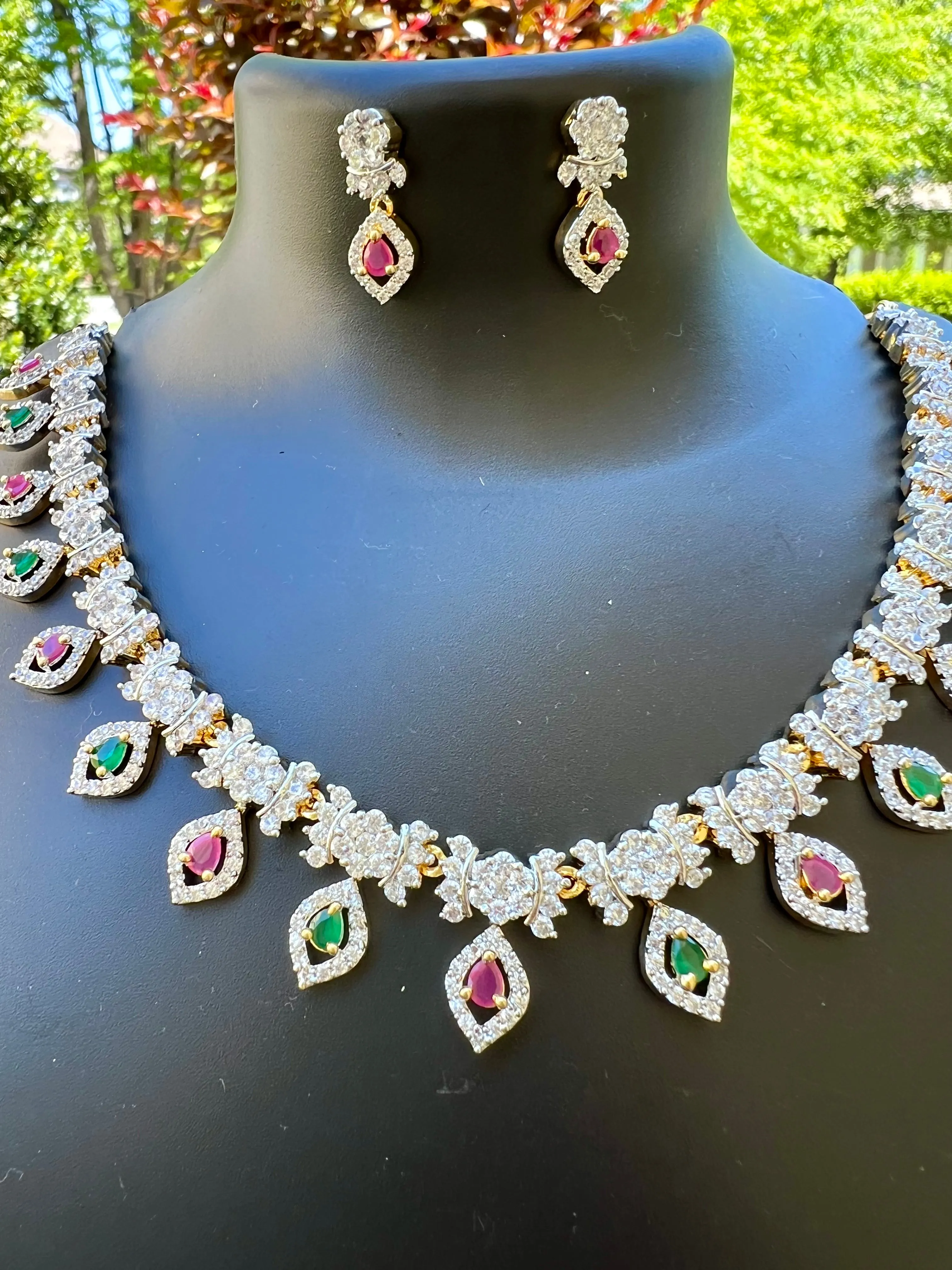 Diamond Finish CZ Necklace Set