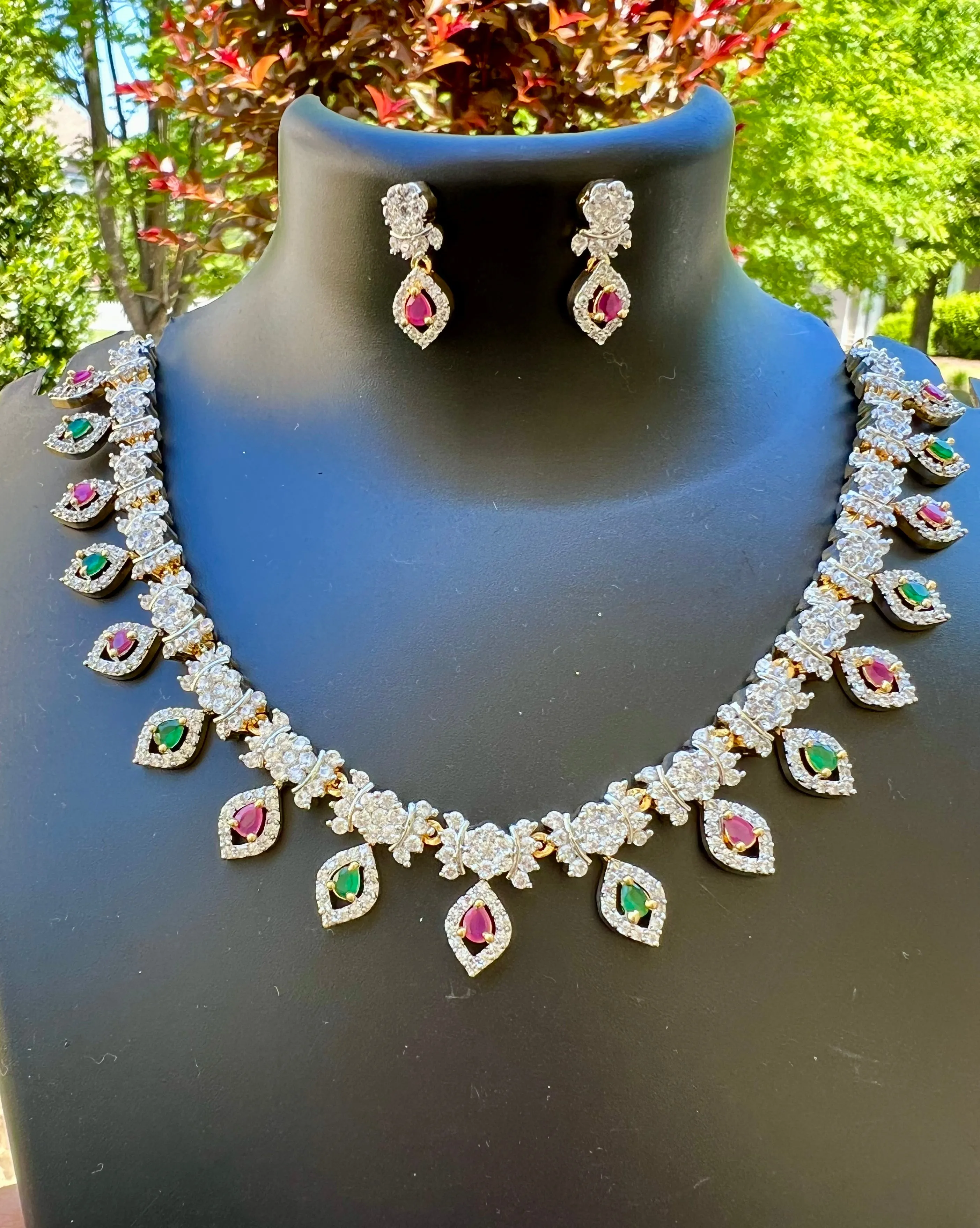 Diamond Finish CZ Necklace Set