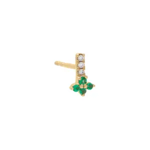 Diamond Flower Bar Stud Earring 14K