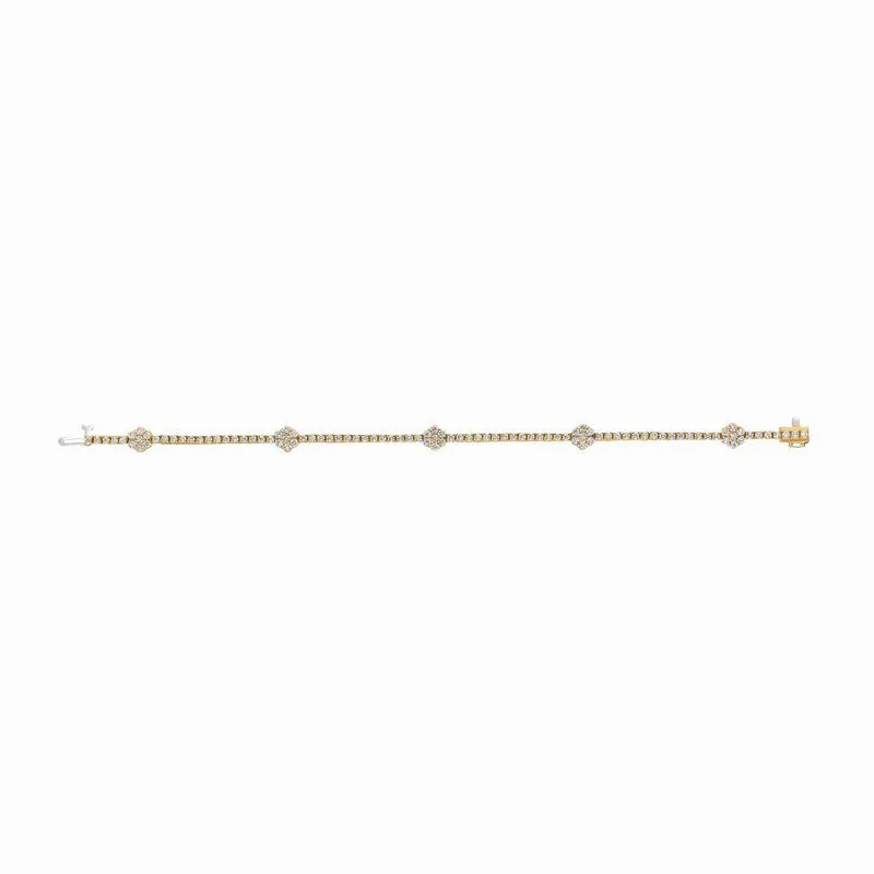 DIAMOND FLOWERS BRACELET 14K GOLD (2.75 CTW)