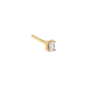 Diamond Mini Emerald Stud Earring 14K