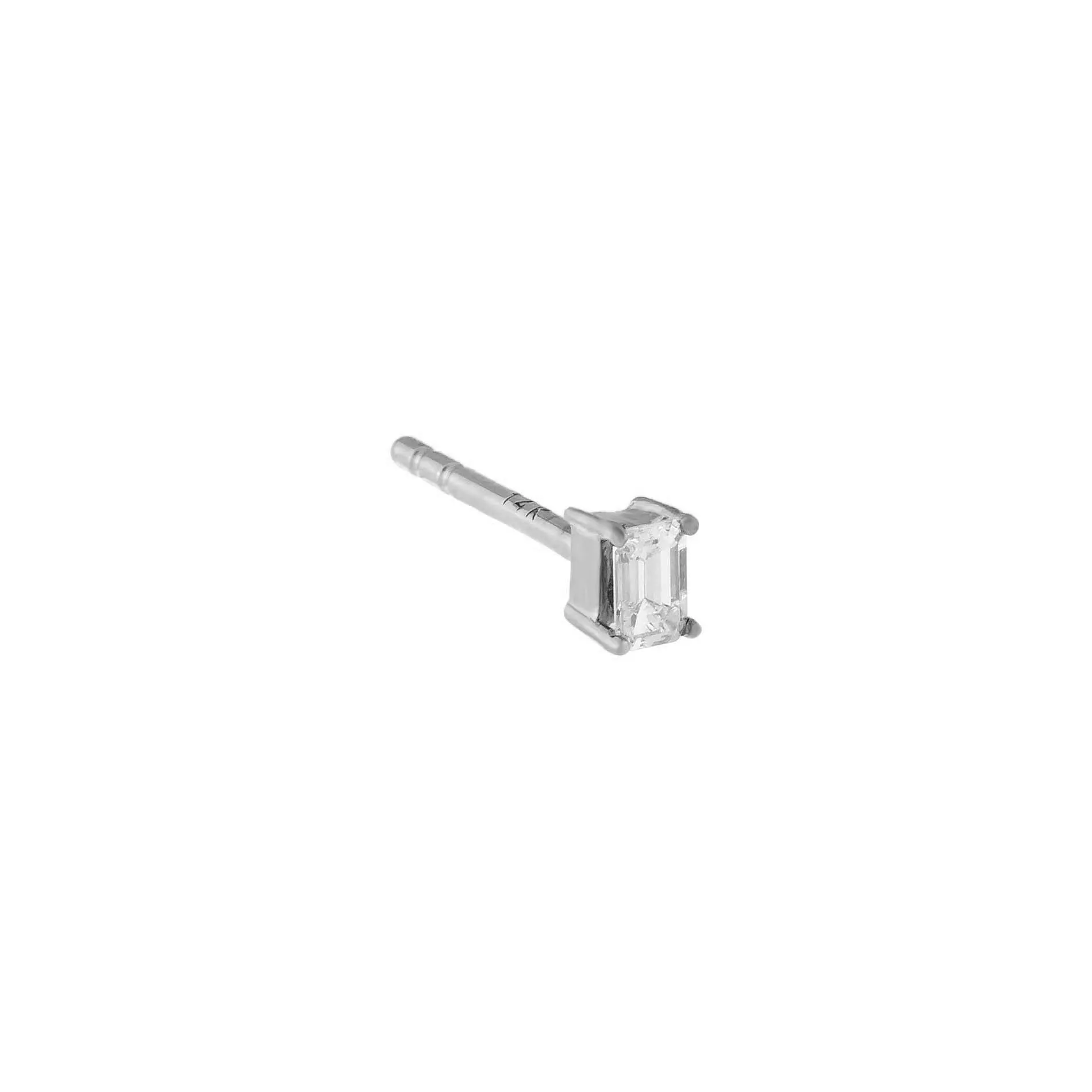 Diamond Mini Emerald Stud Earring 14K