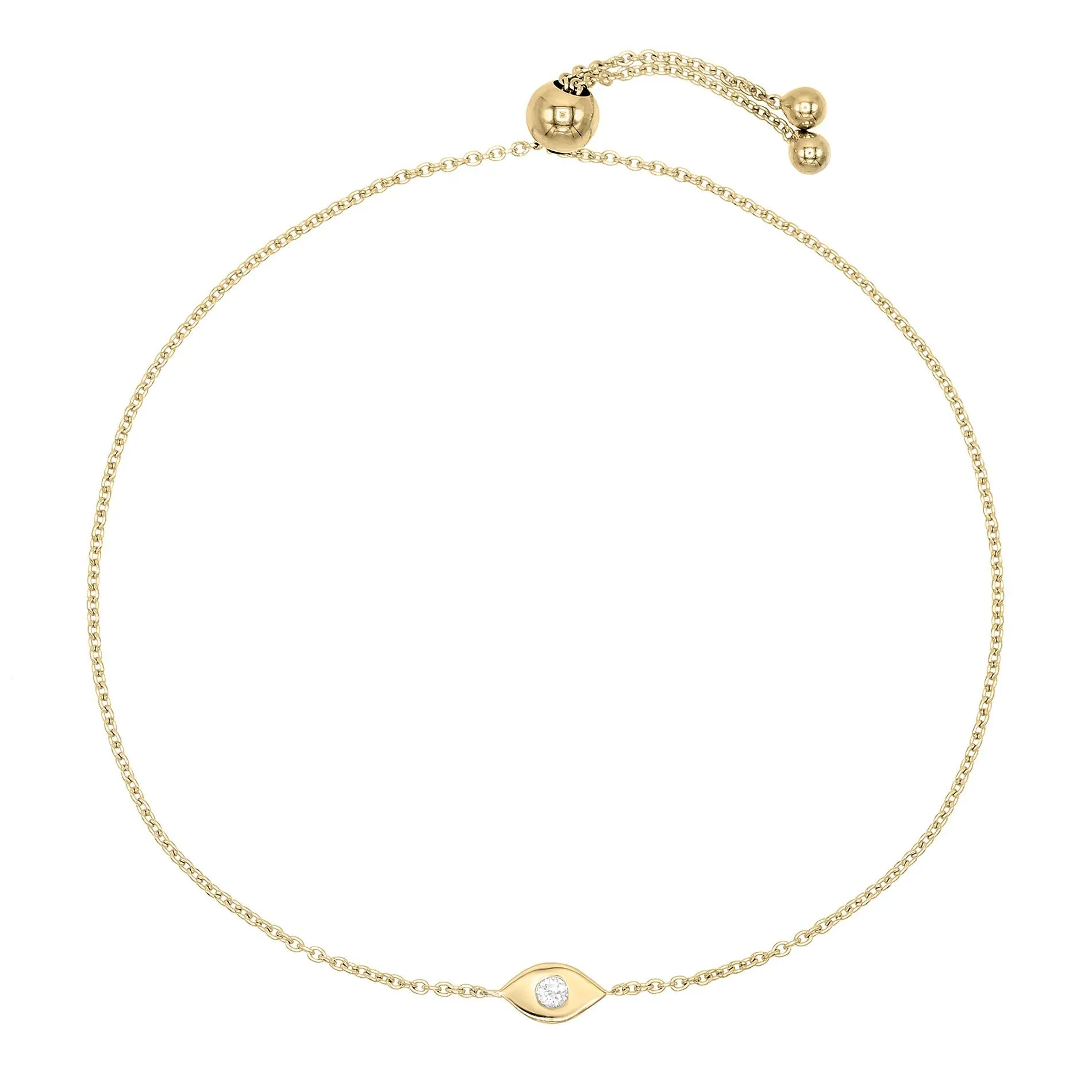 Diamond Mini Evil Eye Bracelet 14K