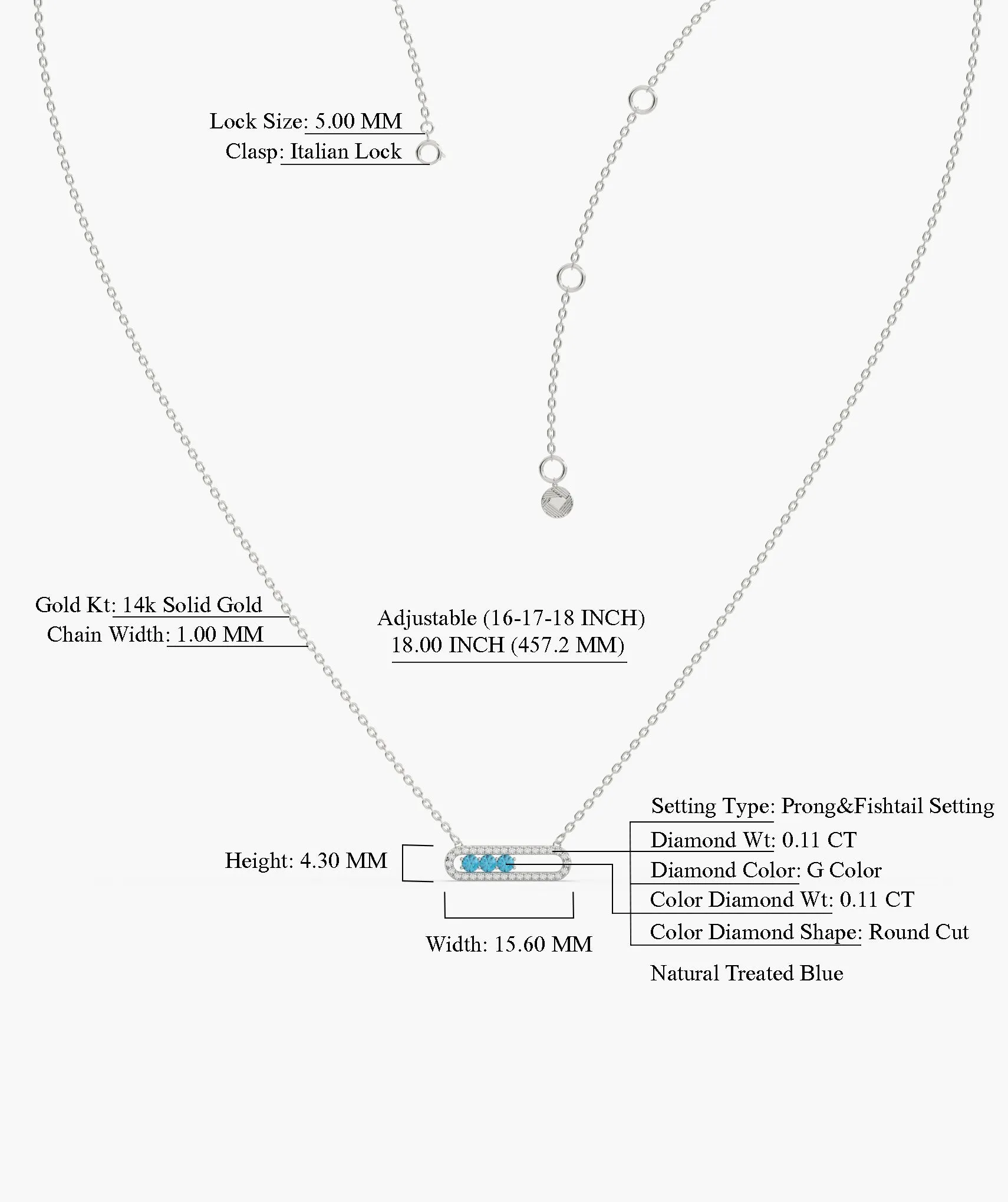 Diamond-Outlined Blue Trio Necklace