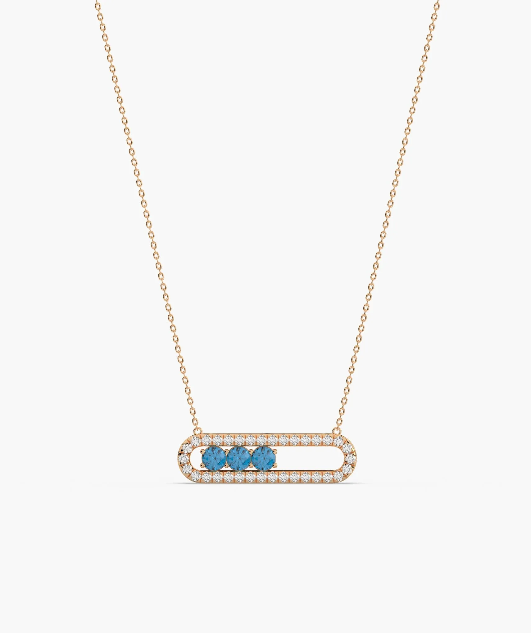 Diamond-Outlined Blue Trio Necklace