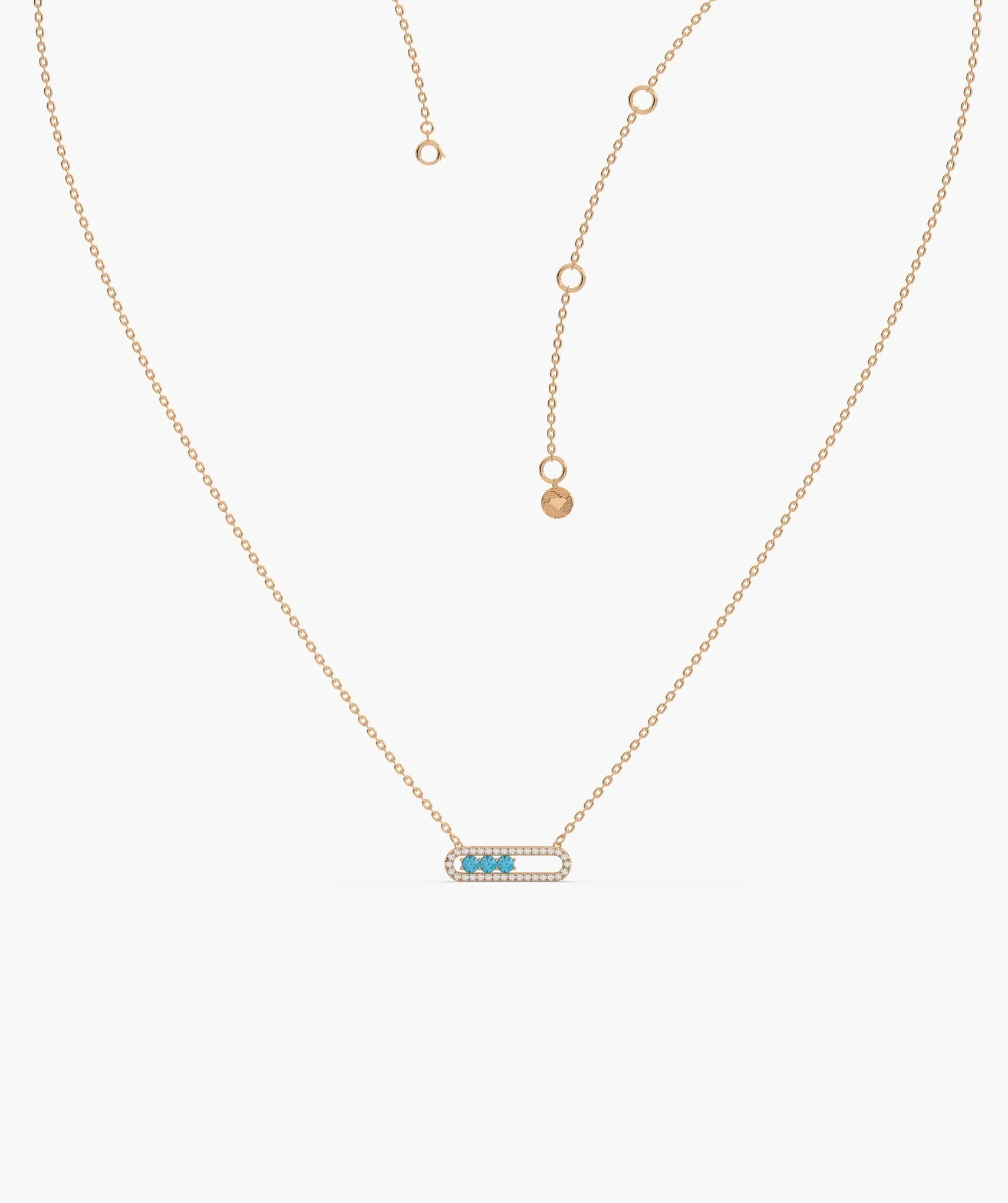Diamond-Outlined Blue Trio Necklace