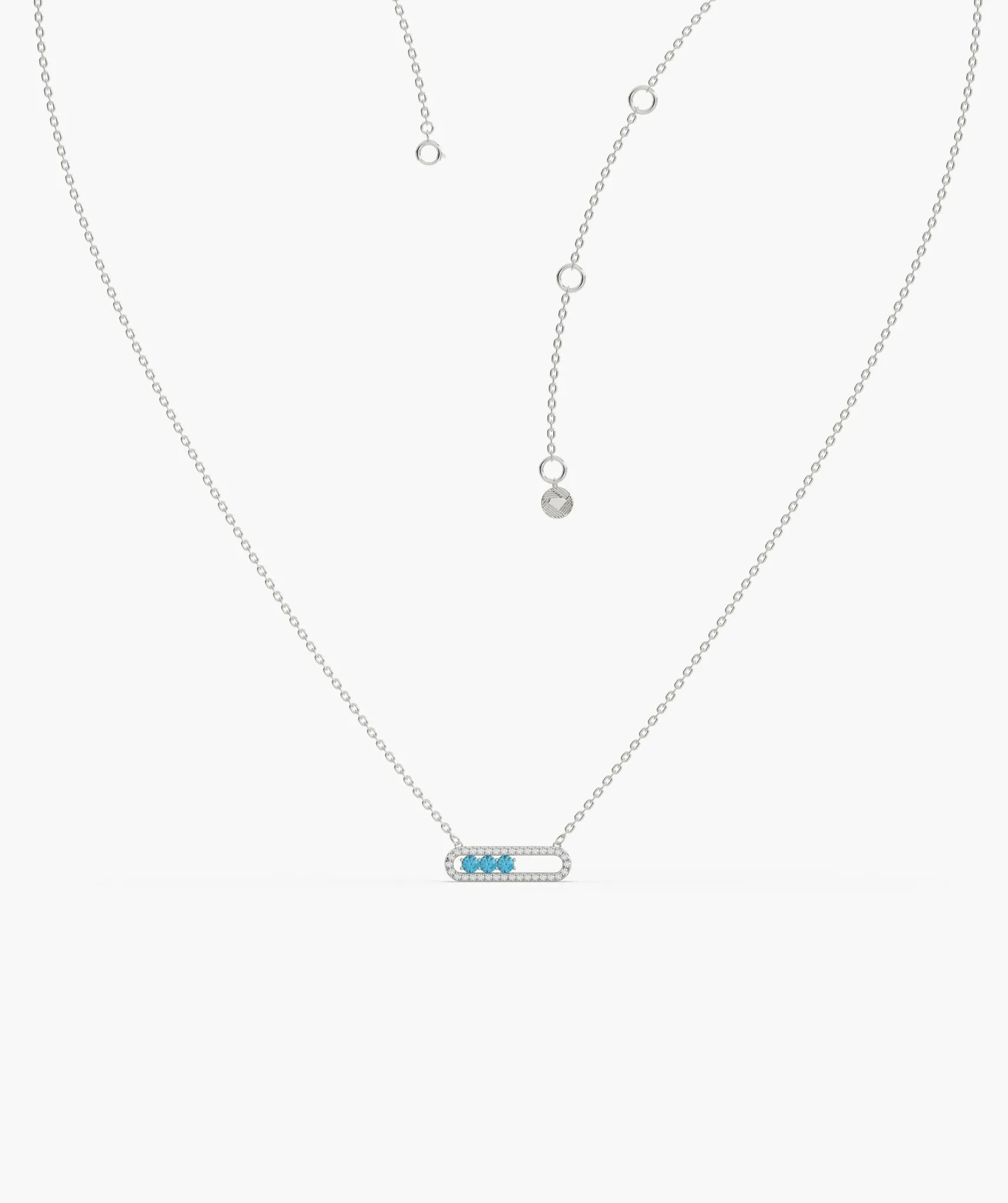 Diamond-Outlined Blue Trio Necklace