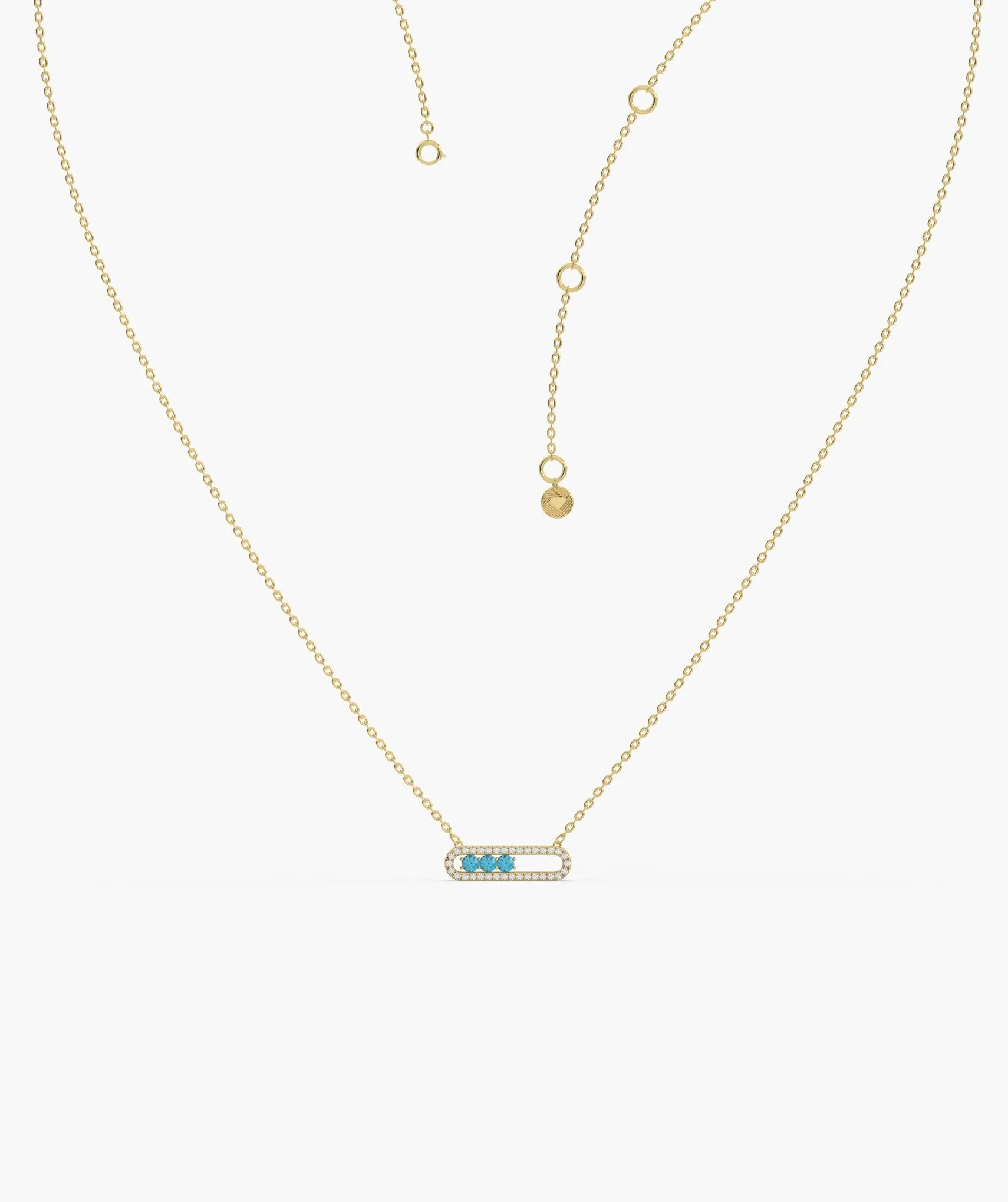 Diamond-Outlined Blue Trio Necklace