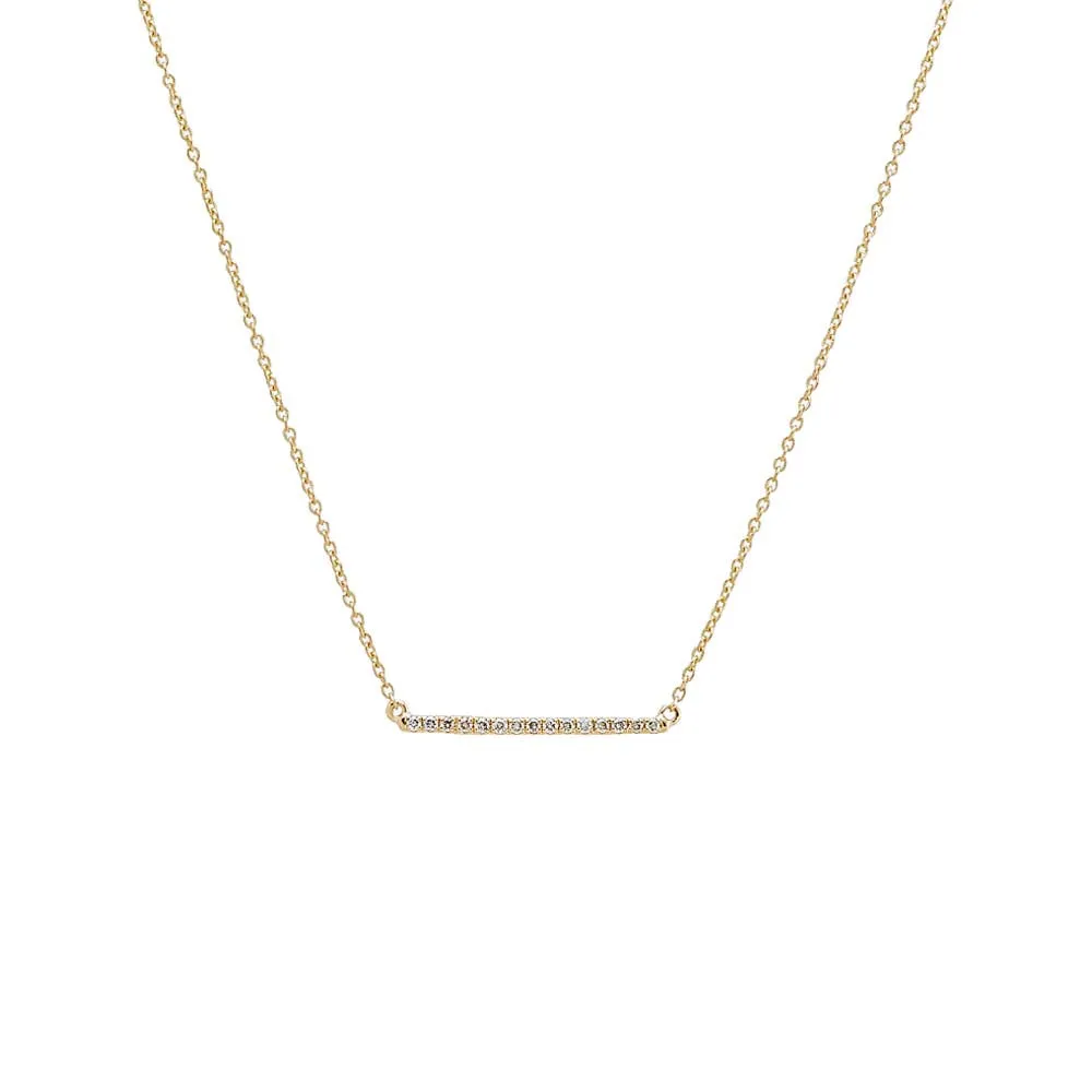 Diamond Pave Bar Necklace 14K