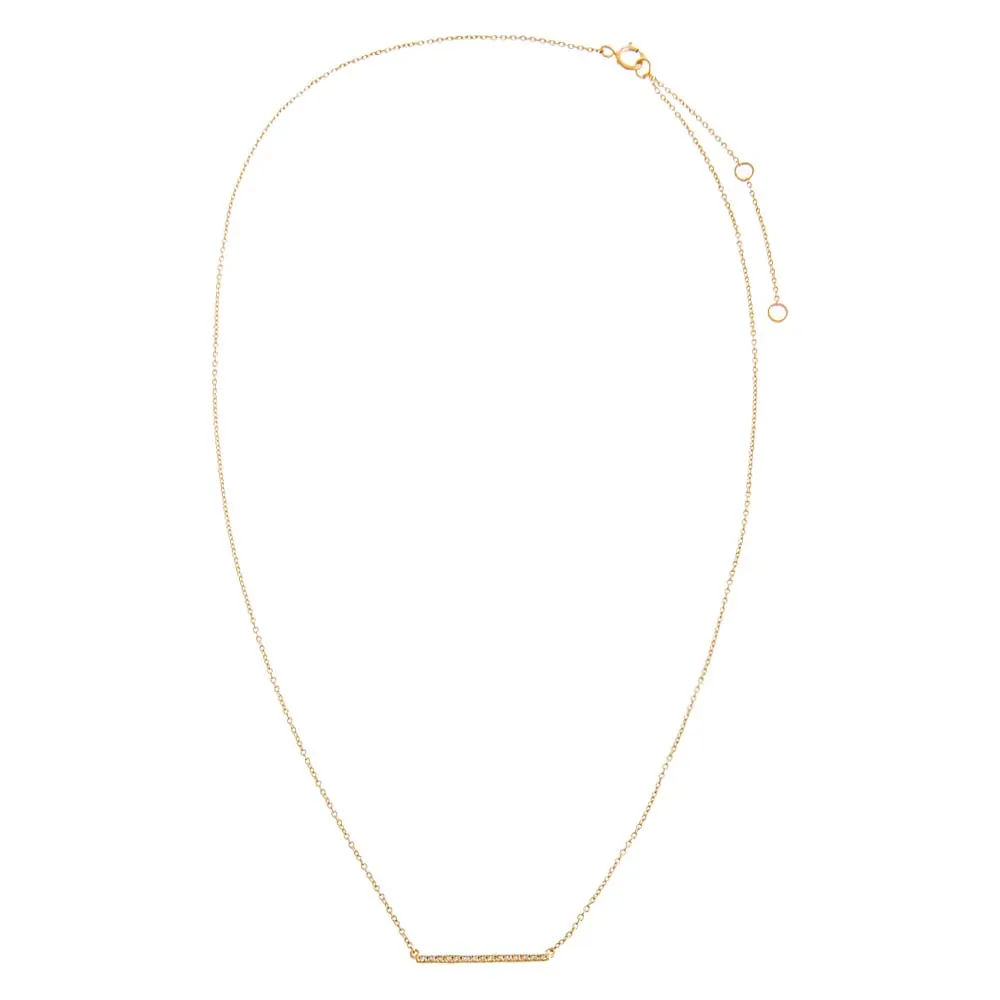 Diamond Pave Bar Necklace 14K