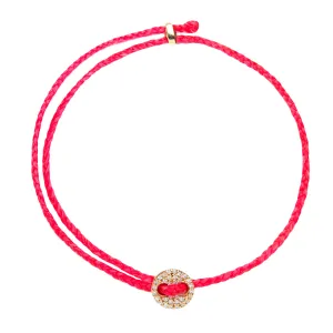 Diamond Signature Button Bracelet in Fuchsia