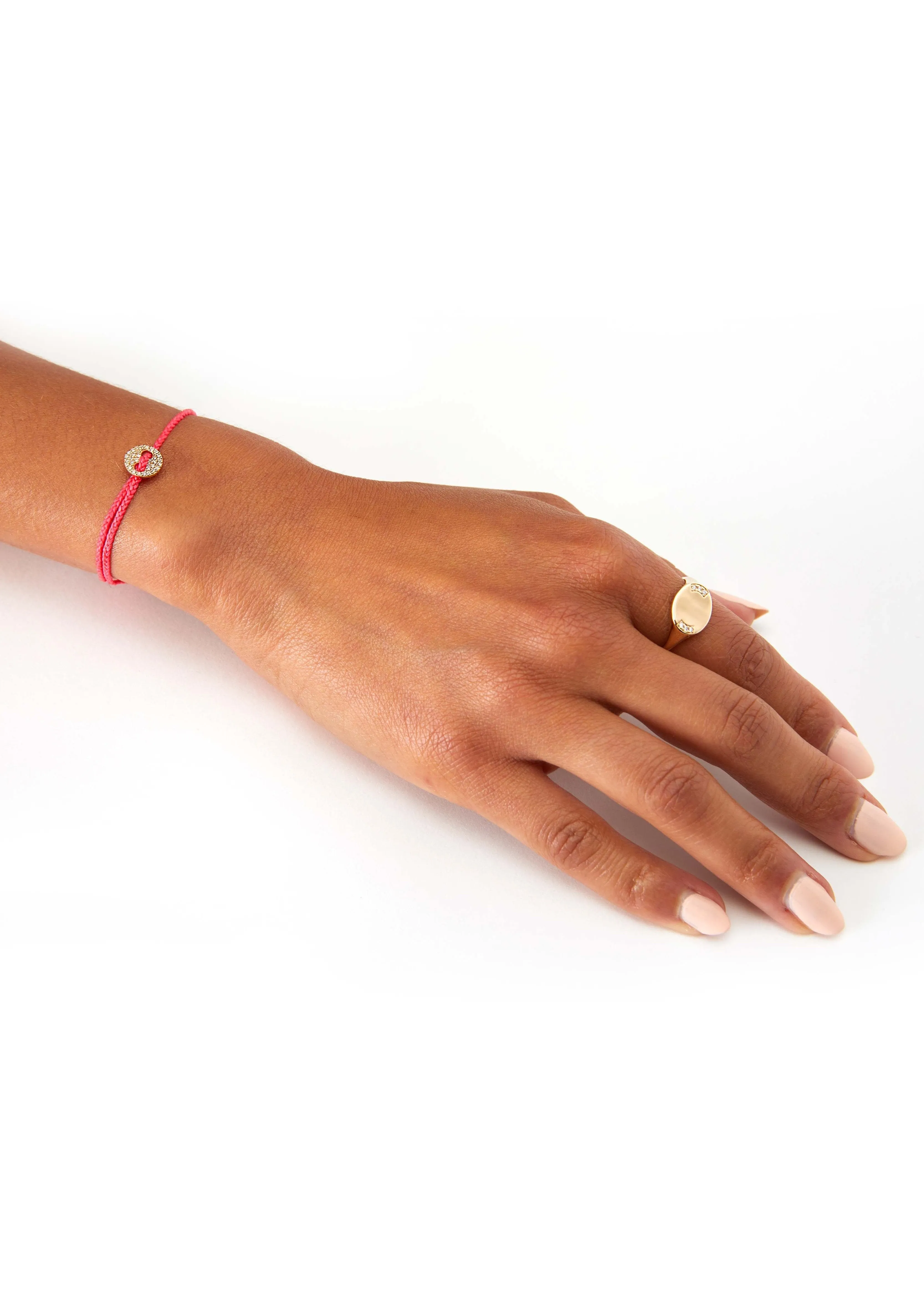 Diamond Signature Button Bracelet in Neon Red