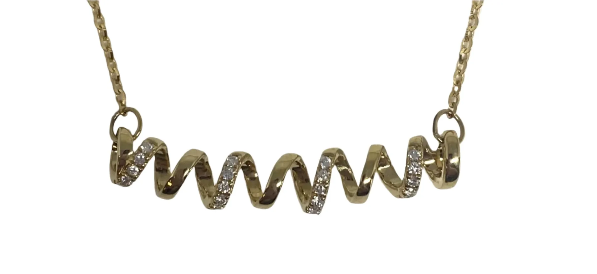 Diamond Spiral Bar Necklace in 14k