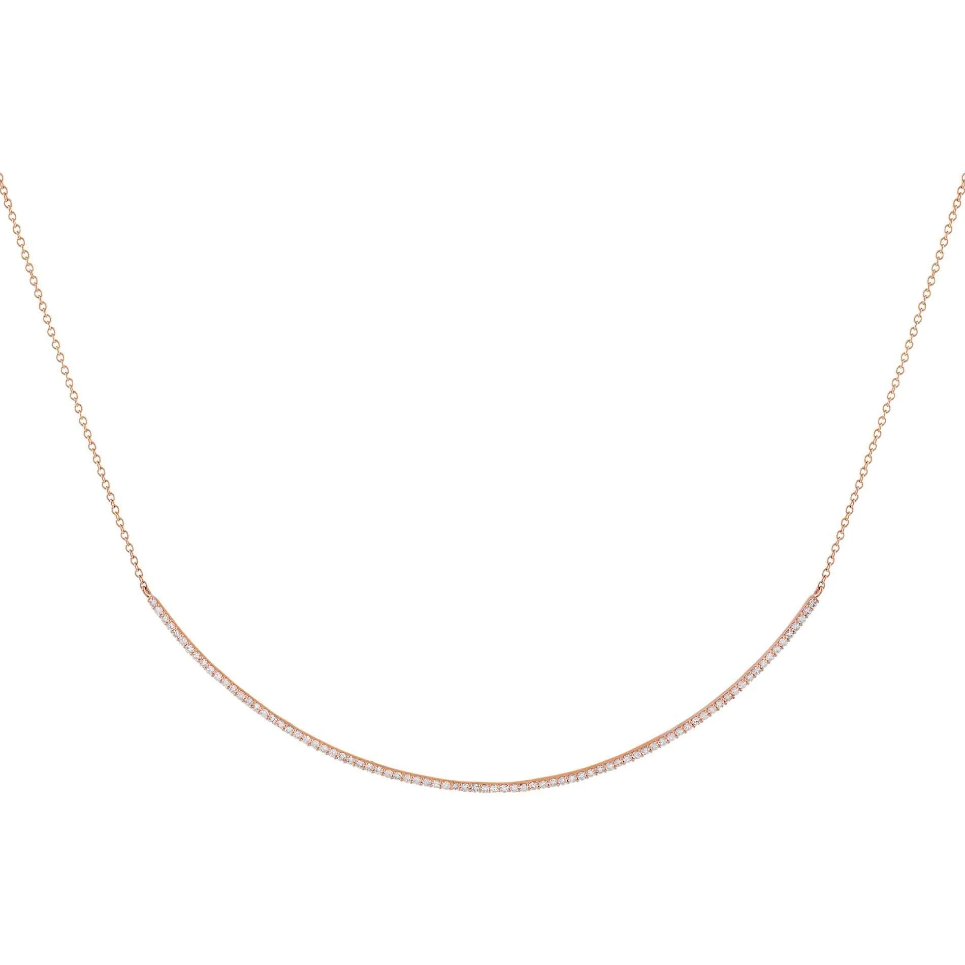 Diamond Tennis Scoop Bar Necklace 14K