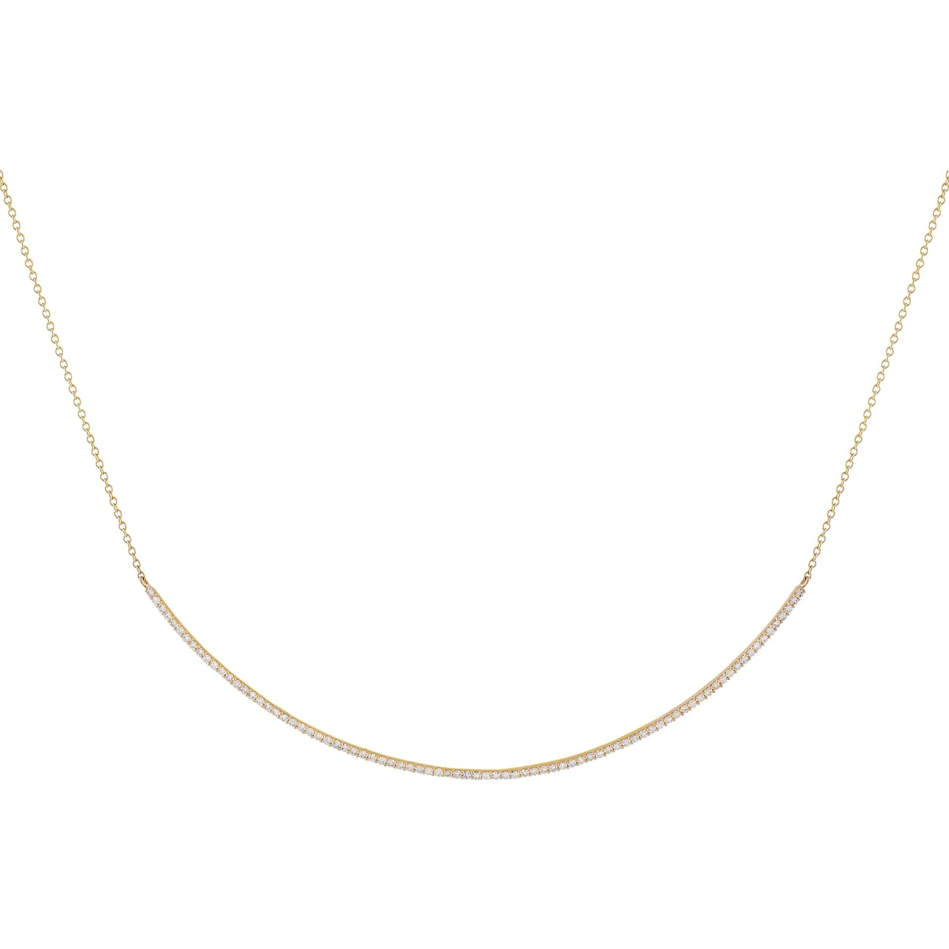 Diamond Tennis Scoop Bar Necklace 14K