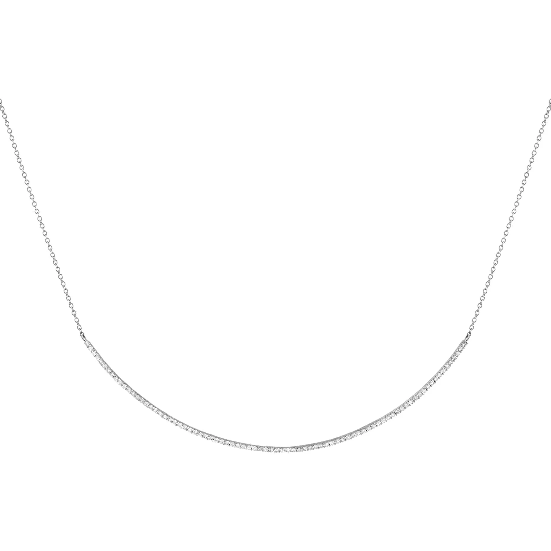 Diamond Tennis Scoop Bar Necklace 14K