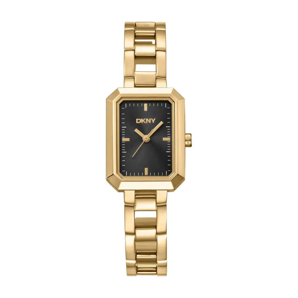 DKNY Uptown Midi Womens Watch with a Black Dial and Gold Stainless Steel Band