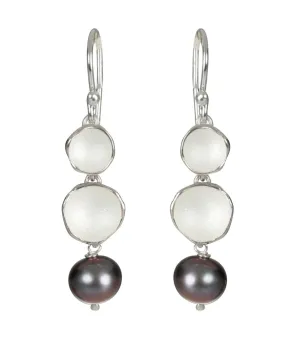 Double Pod Pearl Drop Earrings