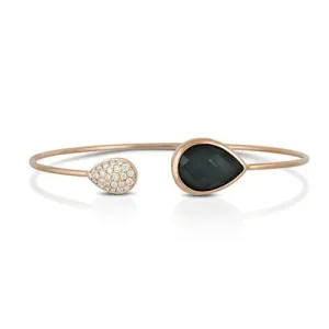 Doves 18K White Gold Diamond & Hematite Bangle Bracelet