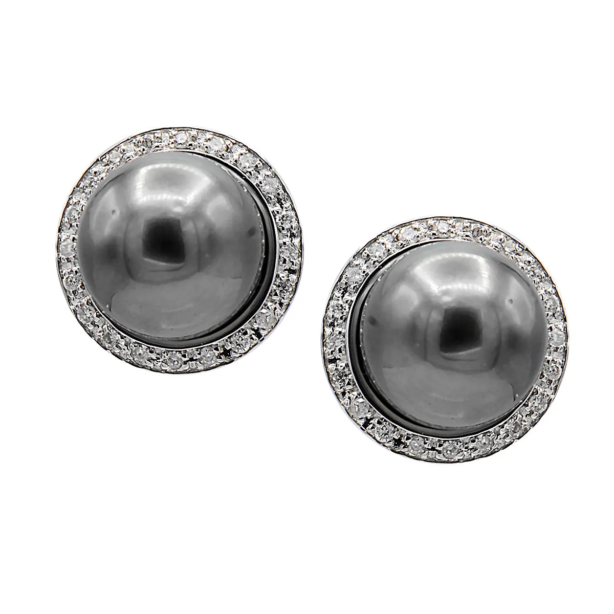 Earrings 14KW/1.8G 40RD-0.10CT Tahitian  8-9mm