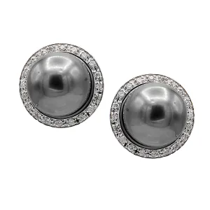 Earrings 14KW/1.8G 40RD-0.10CT Tahitian  8-9mm