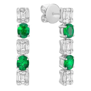Earrings 18KW/4.4G 4EMER-1.1CT 30BD-0.73CT 24RD-0.15CT
