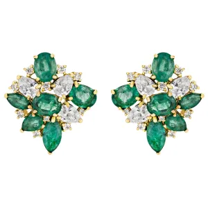 Earrings - Emerald, Diamond and Crystal