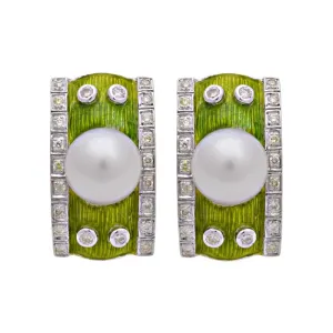 Earrings-South Sea Pearl and Diamond (Enamel)  (188GS)