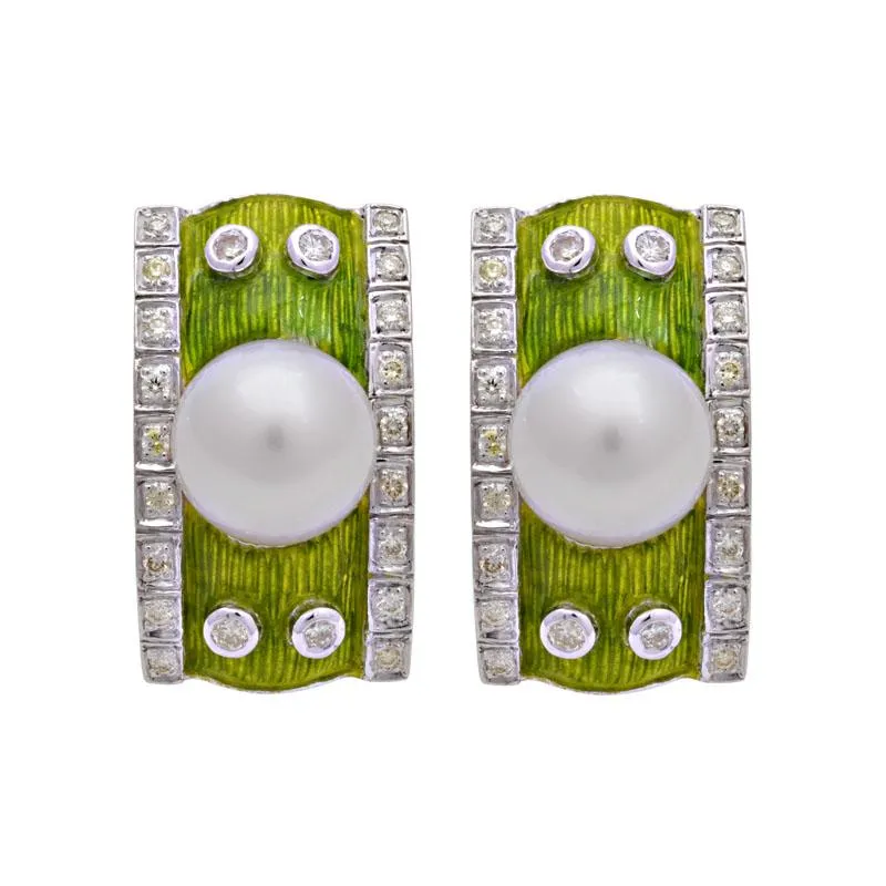 Earrings-South Sea Pearl and Diamond (Enamel)  (188GS)