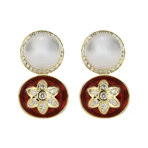 Earrings - South Sea Pearl And Diamond (enamel) (2345D)