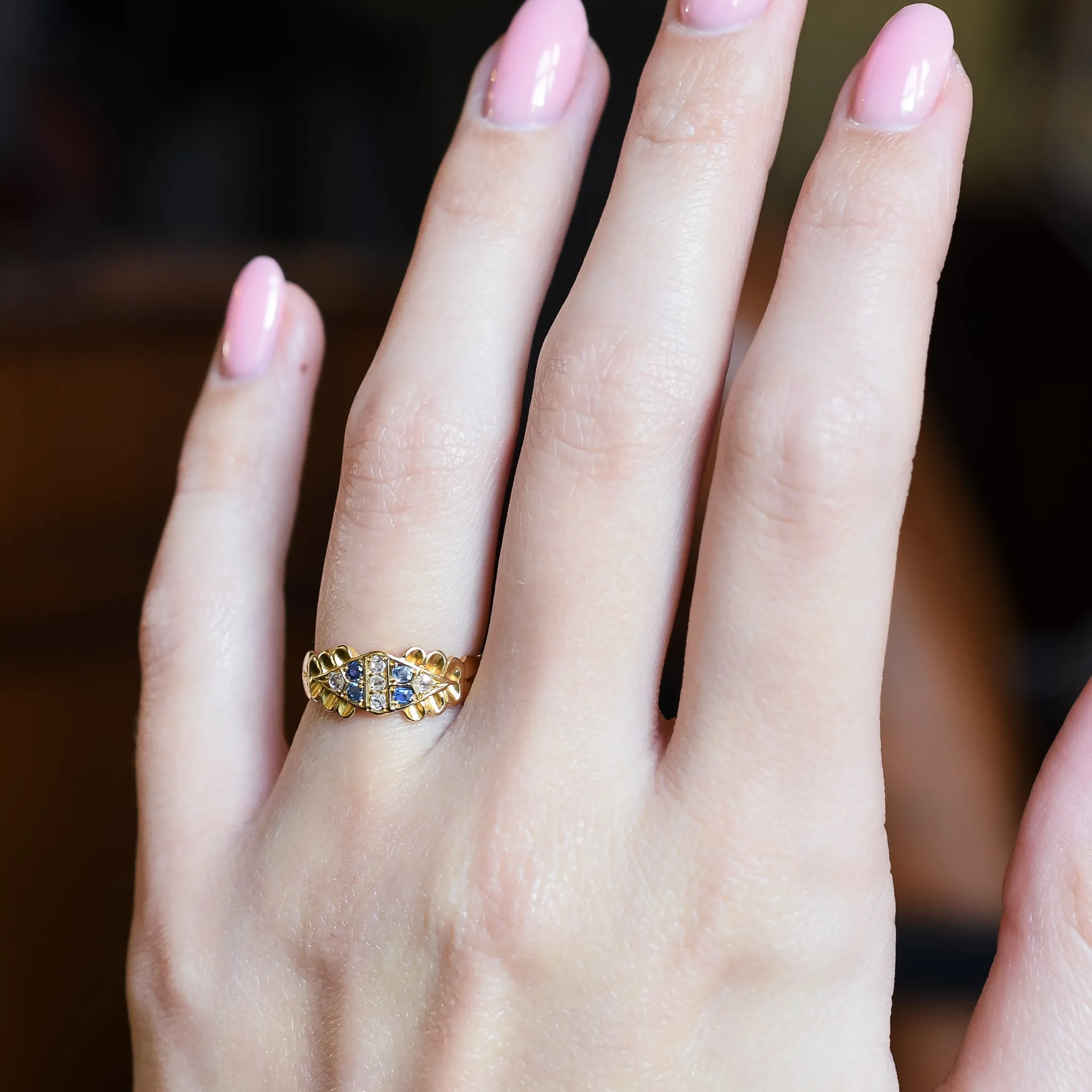 Edwardian Sapphire & Diamond Gypsy Ring
